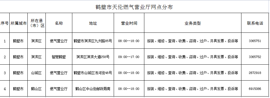 鹤壁市通用办事大厅网点信息收集表(图1)